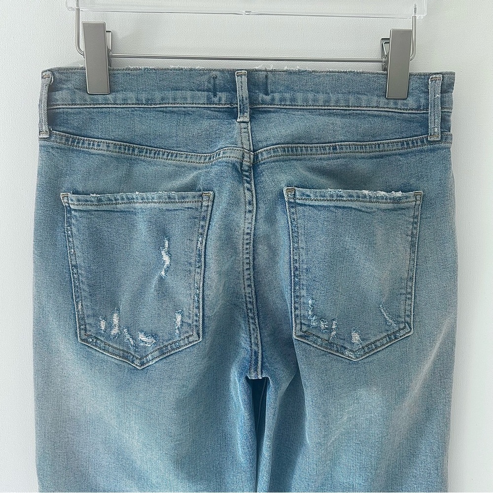 Agolde Sophie Denim Jeans High Rise Cropped Raw Hem Destruct Blue Womens Size 27 - Picture 11 of 16